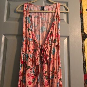 Mink pink tie floral print tie front dress